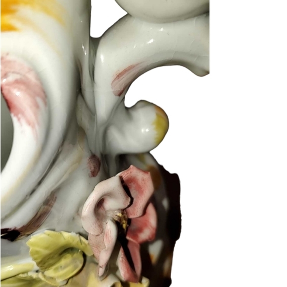 Vintage 12" Capodimonte Porcelain Pitcher Vase Rose Floral Handmade in Italy - Picture 8 of 11